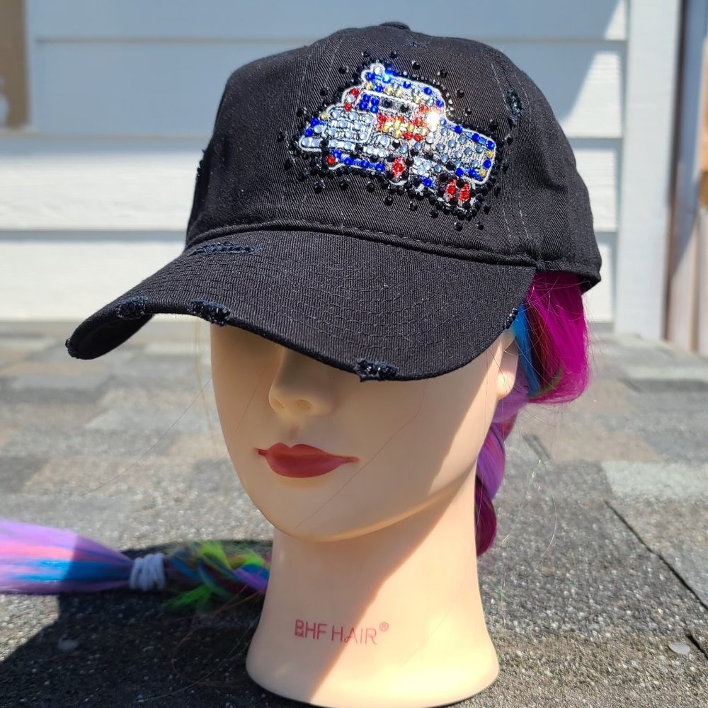 New Ladies Black Dump Truck BLING Hat